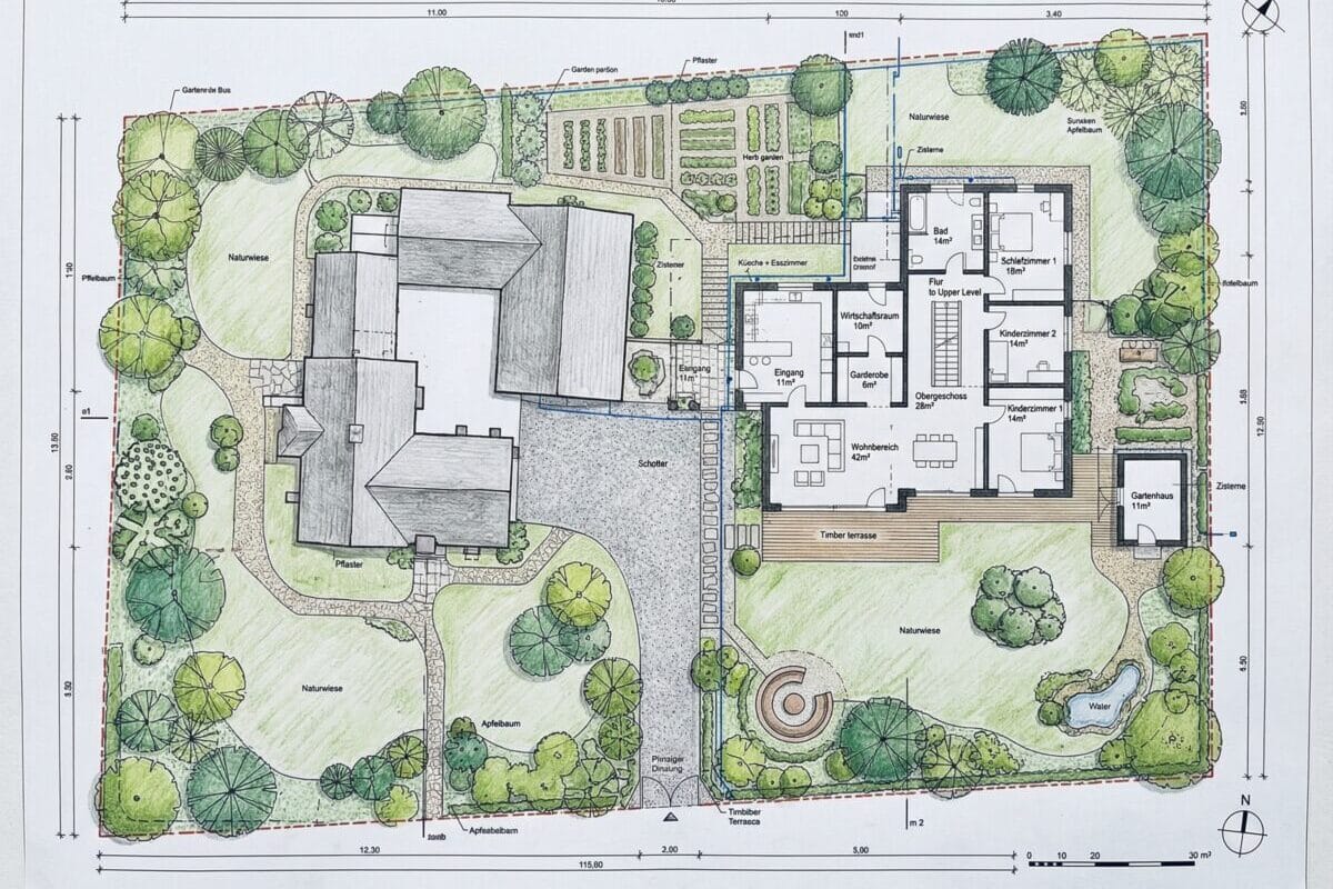 Professionelle CAD Gartenplanung in Stuttgart mit detaillierter Planung von Gartenflächen und Außenanlagen