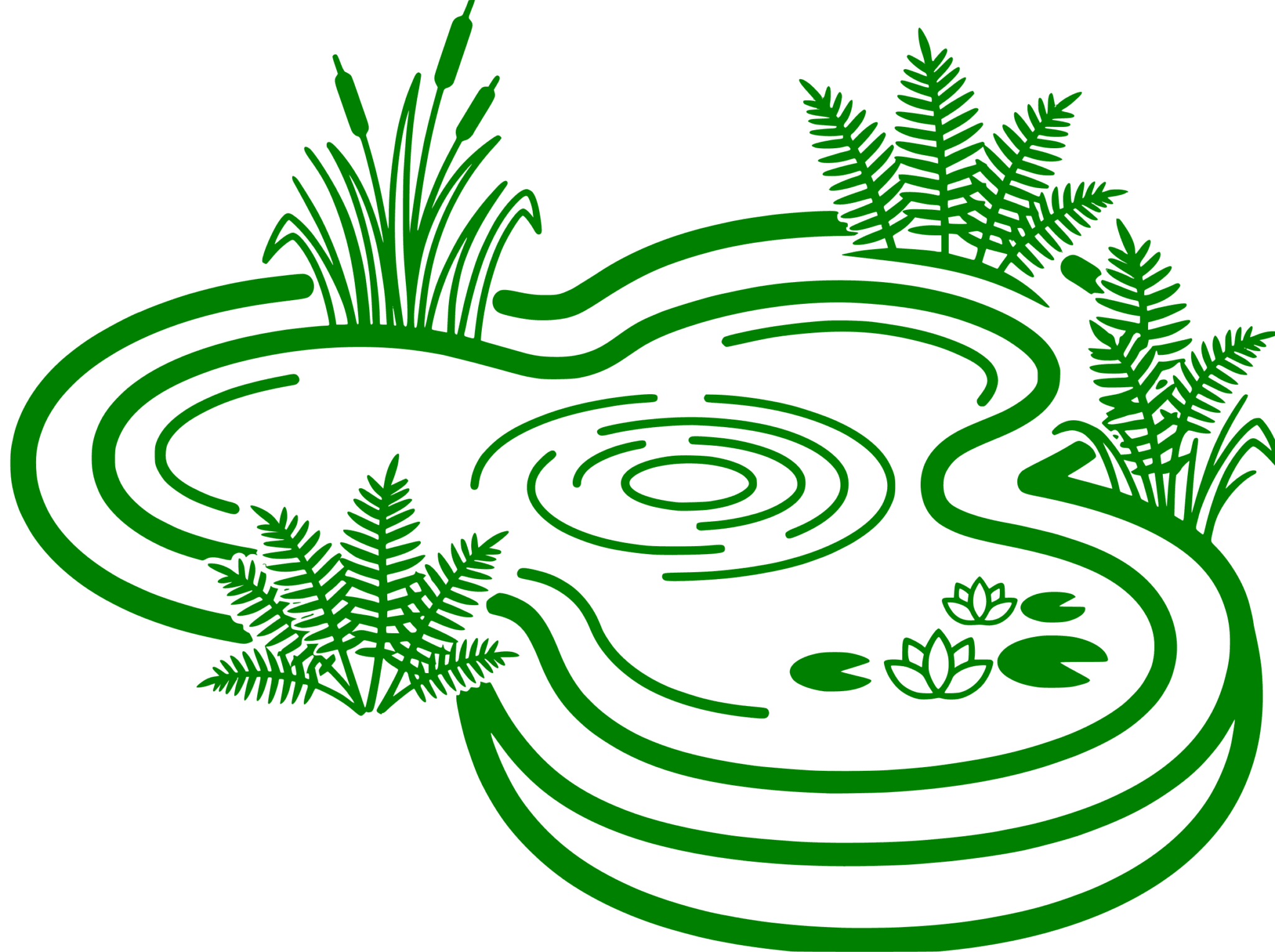 Logo mit Symbolen für Pool- und Teicharbeiten im Garten